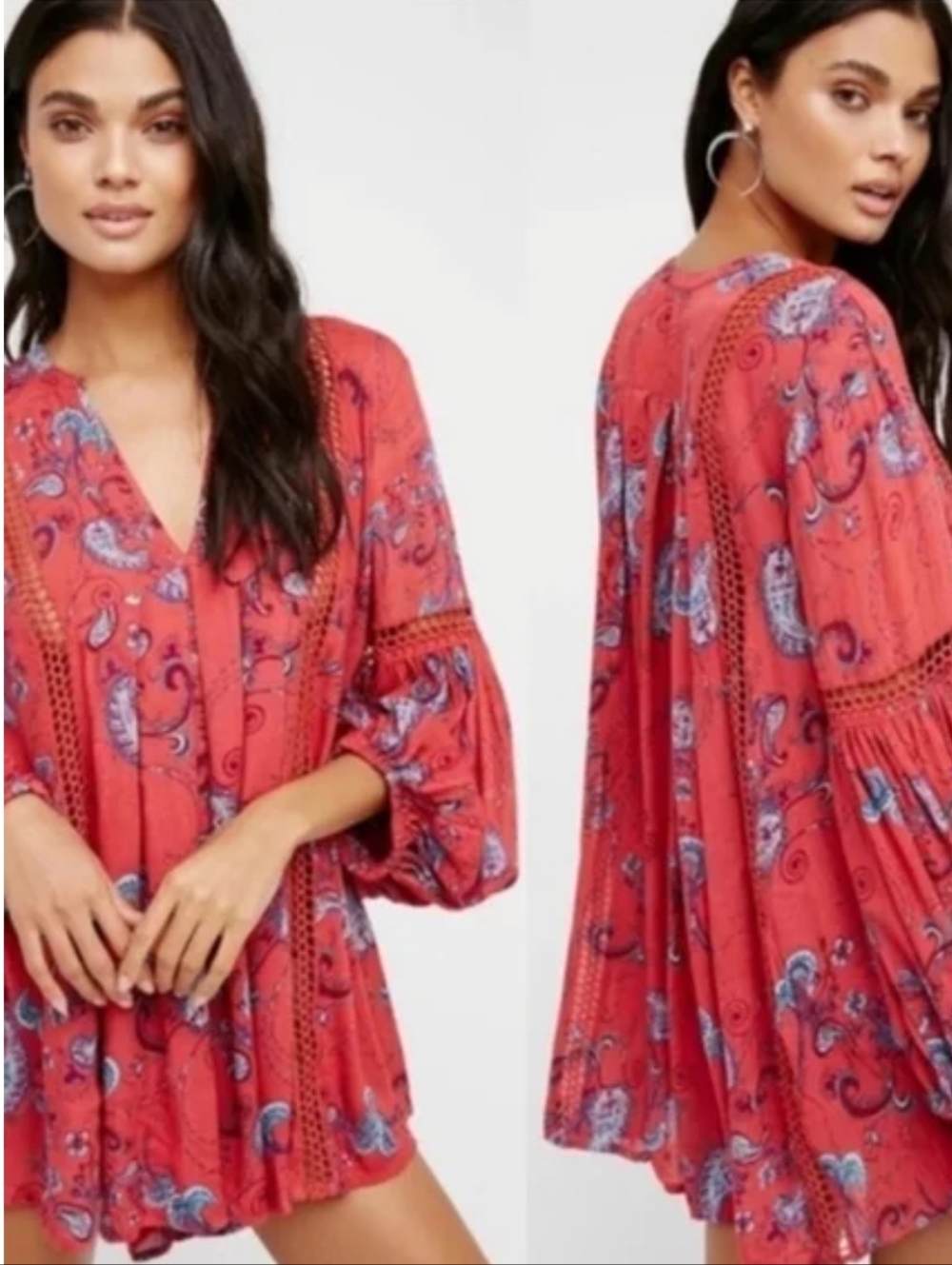 Free People Coral Paisley Boho Tunic